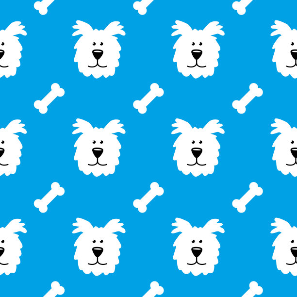 蓬松的狗脸和狗饼干无缝模式图片下载