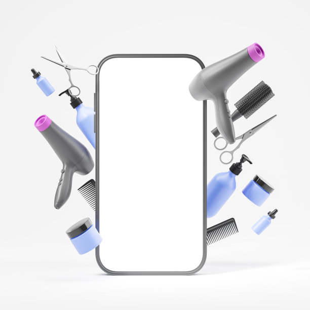 智能手机模拟展示和美发配件，在线预约图片下载