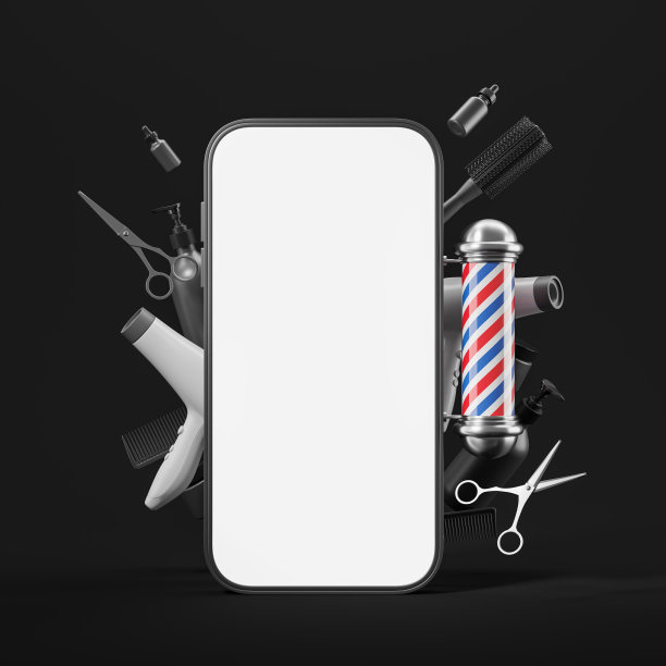 智能手机模拟展示和理发店配件，理发师预约图片下载