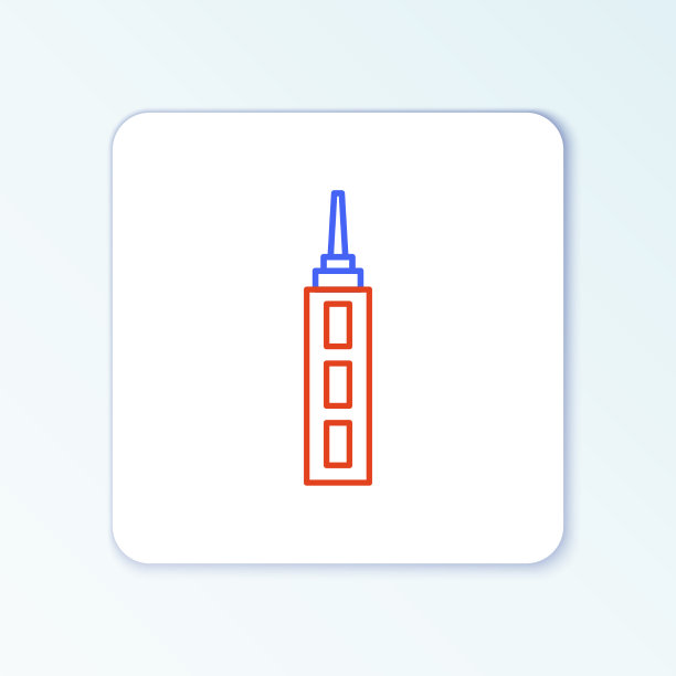 线条摩天大楼图标孤立在白色背景图片下载