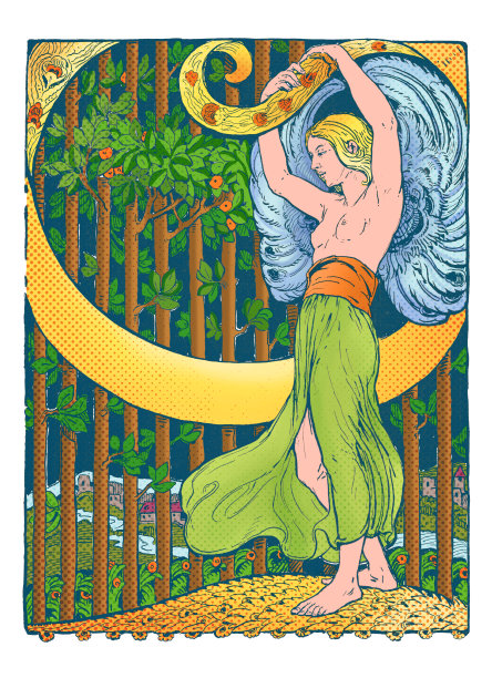 天使女人在森林新艺术插画1898图片下载