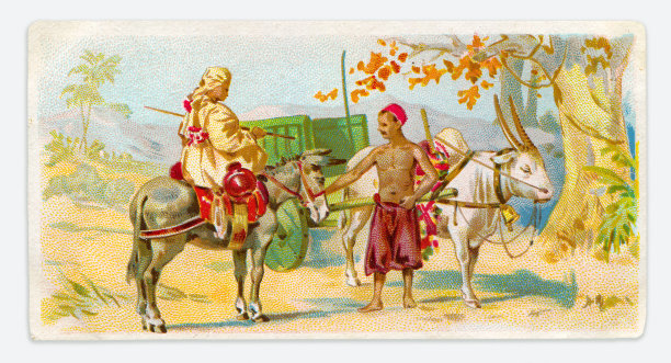 两个人在印度运输东西的新艺术插画1899图片下载