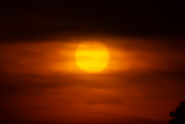 太阳在夕阳的天空和云彩的背景图片下载