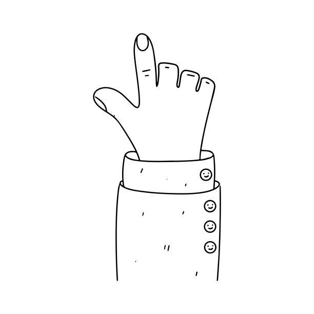 手指在手绘涂鸦风格。矢量插图隔离在白色。着色页面。图片下载