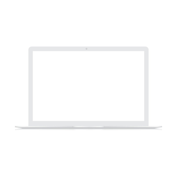 现实的笔记本电脑孤立在白色背景。电脑笔记本与空屏幕。向量图片下载
