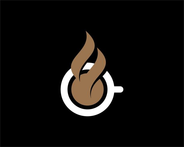 咖啡和玻璃与字母O标志设计矢量图片下载