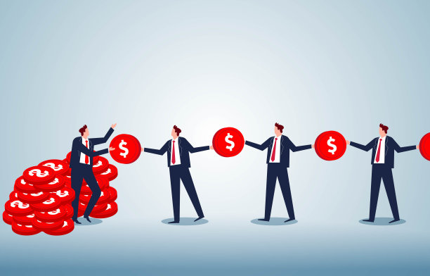 老板发工资，项目代理人或项目投标人，商人将金币从一个人传递到另一个人图片下载