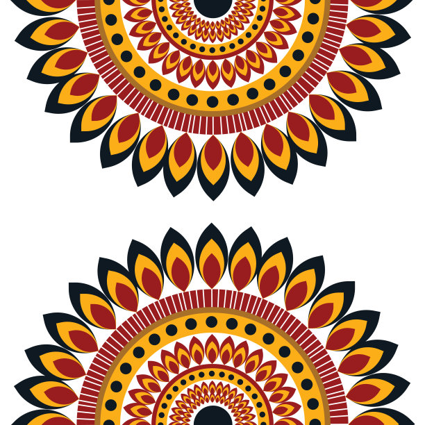 白色背景上的彩色曼陀罗图片下载