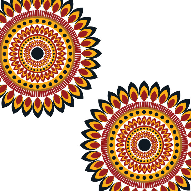 白色背景上的彩色曼陀罗图片下载