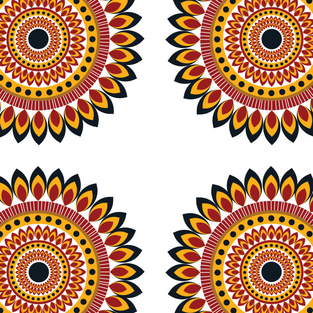 白色背景上的彩色曼陀罗图片下载