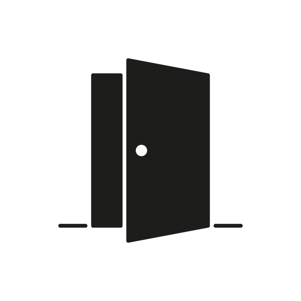 门打开黑色象形图标图片下载