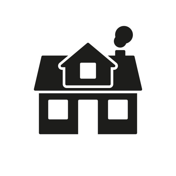 房子黑色的象形符号在白色上图片下载