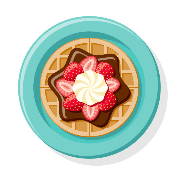 头顶上的巧克力草莓华夫饼图片下载