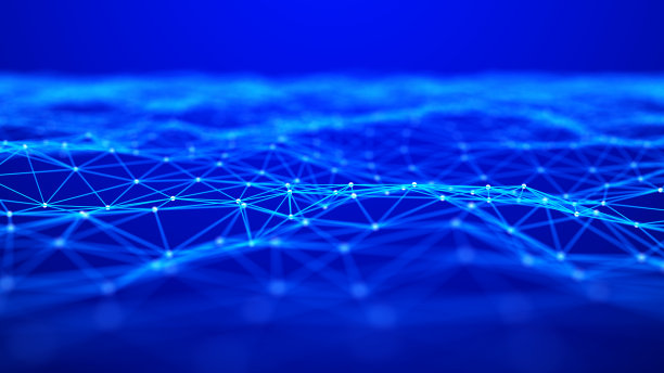 由明亮的点和线组成的网络。抽象的多点动态波。数字的背景。3 d渲染。图片下载