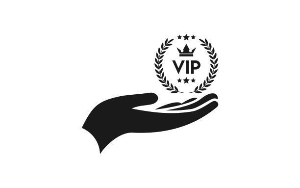重要人物和特殊会员手持VIP徽章，手持皇冠和星星的VIP图标图片下载