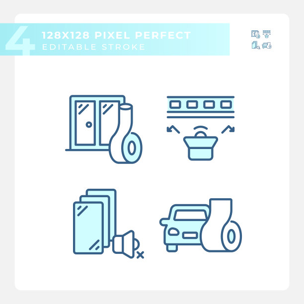 可编辑的像素完美隔音图标集图片下载