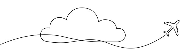 飞行的飞机用云连续画一条线。图片下载