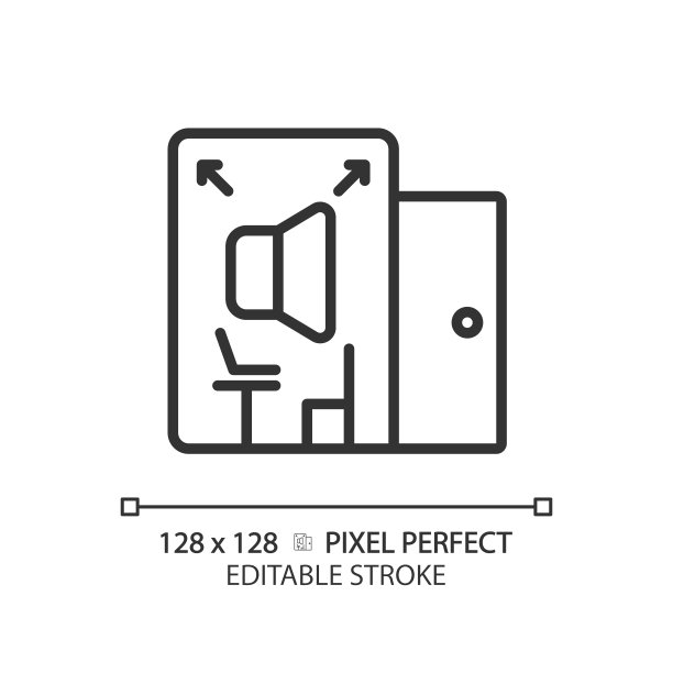可定制隔音室黑色细线性图标图片下载