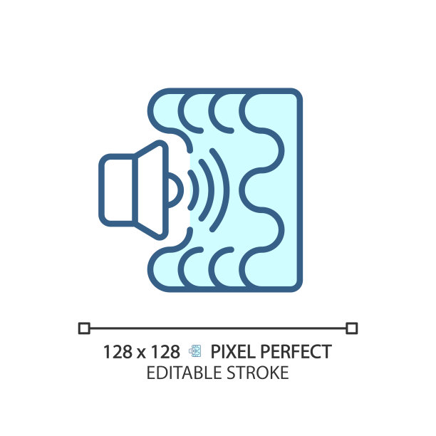 可定制的声音吸收蓝色细线性图标图片下载