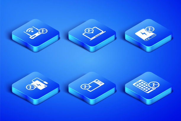 设置移动应用服务，路由器wi-fi，微波炉，移动电源，笔记本电脑和图标。向量图片下载