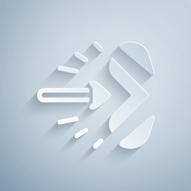 剪纸魔术箭头图标孤立的灰色背景。纸艺风格。向量图片下载