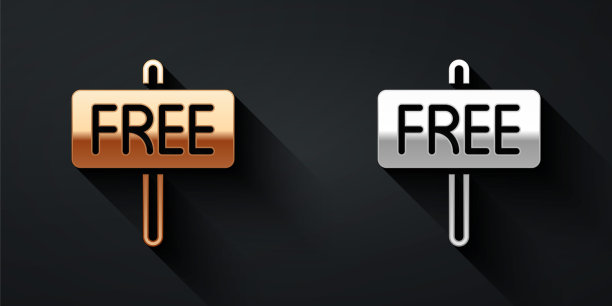 金和银免费图标隔离在黑色背景。长影式。向量图片下载