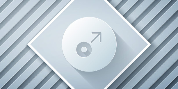 剪纸火星符号图标孤立的灰色背景。占星术，命理学，占星术，天文学。纸艺风格。向量图片下载