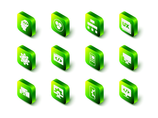 设置RGB和CMYK颜色混合，网站地图，UI UX设计，移动监控，前端开发，移动应用程序，Web和图标。向量图片下载