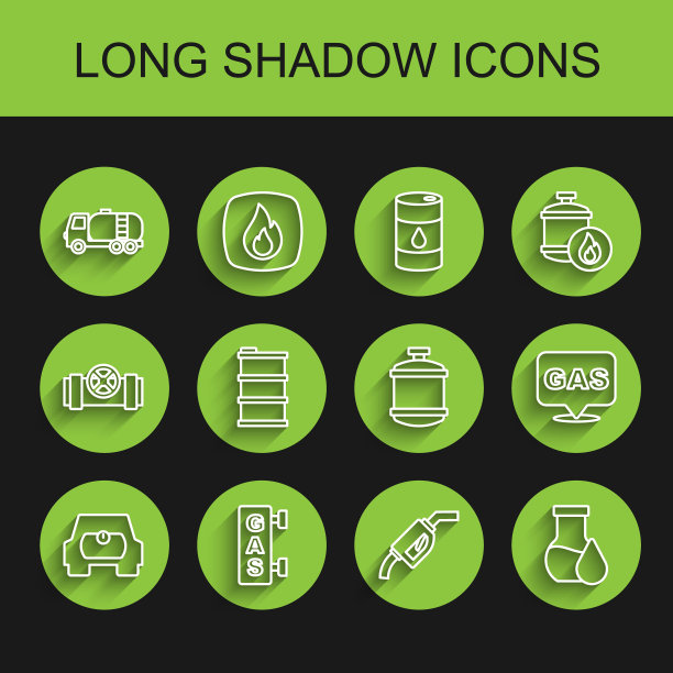 集线车辆油箱，加油站，油罐车，汽油泵喷嘴，石油汽油试管，桶油，位置和天然气和丙烷图标。向量图片下载