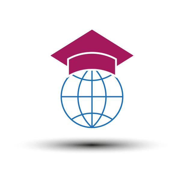 标志结合了毕业帽和大地。矢量插图。每股收益10。图片下载