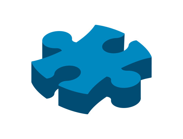 等距拼图。3D拼图。解决方案的概念。解决问题的想法。蓝色拼图部分。图片下载