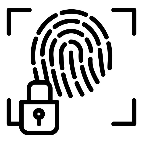 指纹和锁线图标。指纹识别锁定矢量插图隔离在白色。授权大纲样式设计和应用程序。图片下载