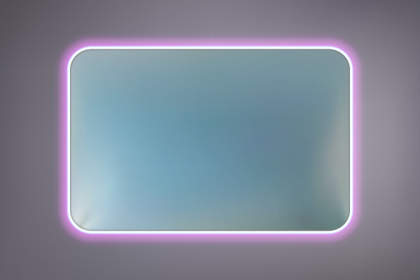 矩形镜面与圆角和后方LED紫丁香背光在黑暗的背景图片下载
