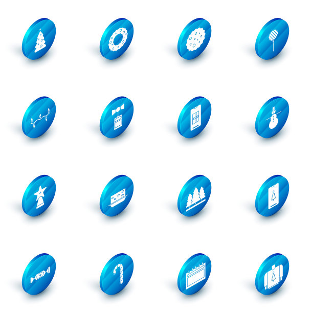 设置圣诞花环，饼干或饼干与巧克力，棒棒糖，灯，星，价格标签铭文销售，雪人和智能手机礼盒图标。向量图片下载