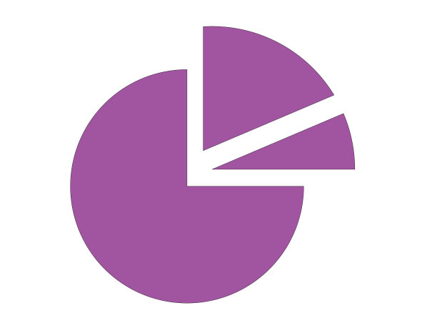 粉红色饼图信息图形图标隔离在白色背景。图表符号。极简主义的概念。3d渲染;图片下载