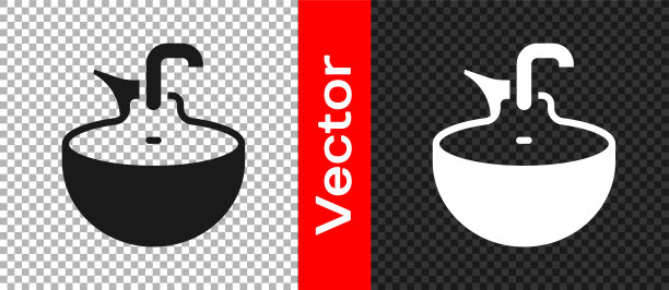 黑色脸盆图标隔离在透明的背景。理发师用脸盆洗椅子。洗头椅。向量图片下载