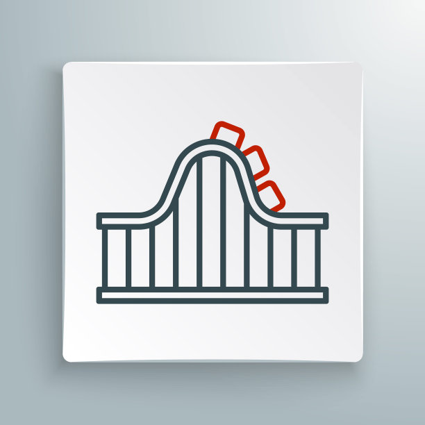 线过山车图标孤立的白色背景。游乐园。儿童娱乐乐园、休闲公园。色彩缤纷的轮廓概念。向量图片下载