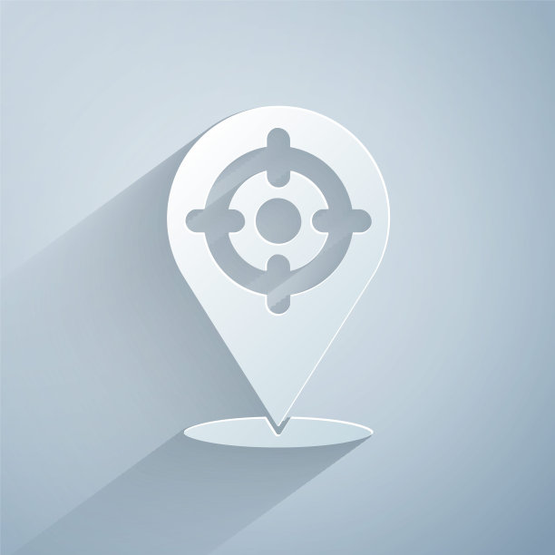 剪纸目标运动图标孤立的灰色背景。有射击场或射击编号的干净靶。纸艺风格。向量图片下载