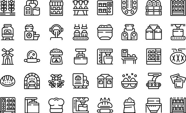 面包制作图标设定轮廓蛋糕图片下载