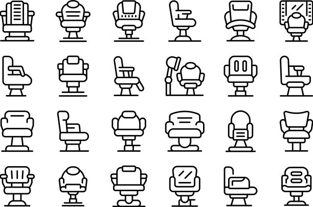 理发椅图标设置轮廓座椅图片下载