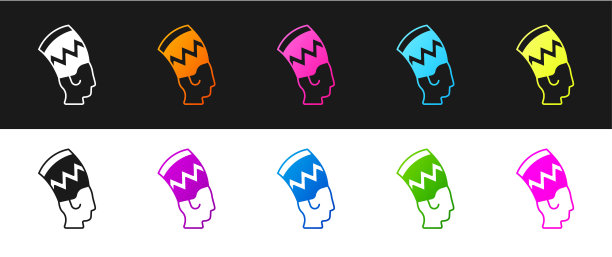 设置Nefertiti图标孤立的黑色和白色的背景。向量图片下载