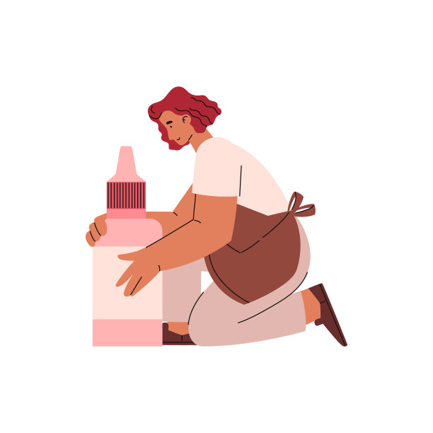 美容师用胶水进行睫毛延伸平面矢量插图隔离。图片下载