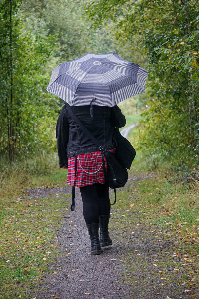 一个人撑着伞在雨中行走图片下载