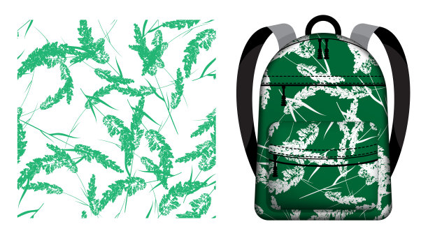 儿童学校背包装饰谷物穗蓬松冠草甸草无缝图案。田野草花华丽。矢量装饰设计的海报和纺织品印刷图片下载