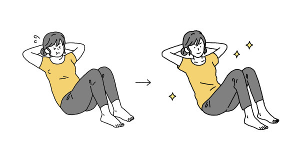 一个女人通过腹部肌肉成功减肥的简单触摸插图图片下载