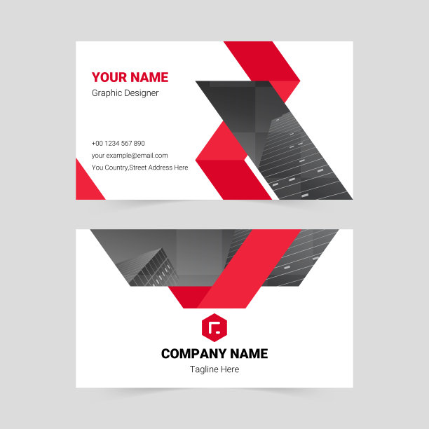 红色极简商务公司名片模板图片下载