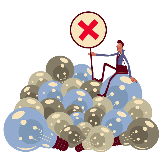 商人（设计师）消除过时的想法（灯泡）图片下载