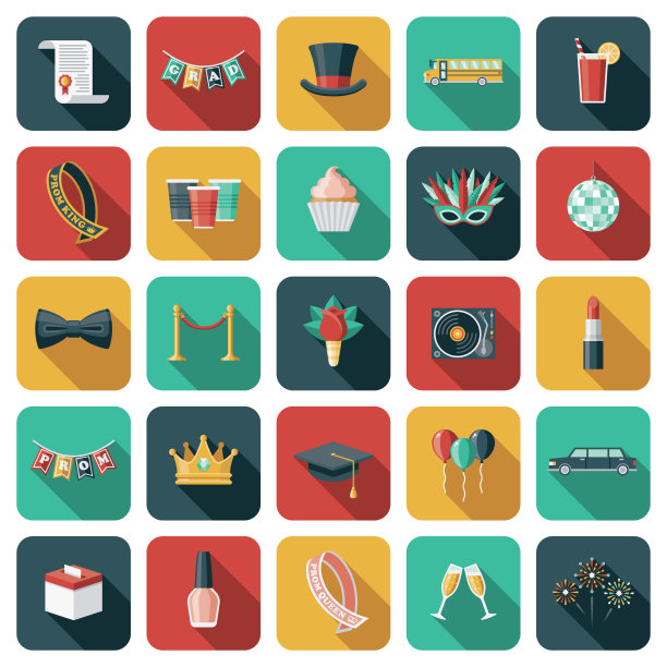 毕业舞会图标套装图片下载