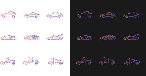 跑车模型的渐变图标设置为黑暗和图片下载
