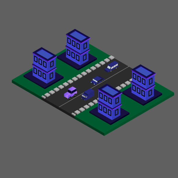 İsometric现代建筑。İsometric未来城市矢量İllustration图片下载